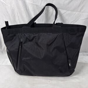 Aer Black Nylon Tote Bag Orange Interior Zip Top Travel Work